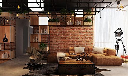 Thiết kế phòng khách công nghiệp