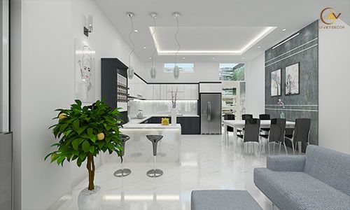 Tủ bếp melamine cho nhà phố long an