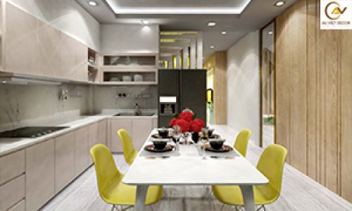 Thi công bếp đẹp Acrylic cho nhà phố