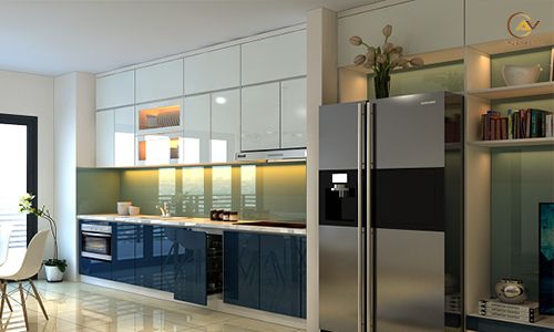 Tủ bếp acrylic bóng gương
