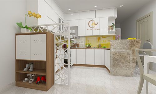 Tủ bếp chung cư đẹp thiết kế bởi cty Âu Việt 1