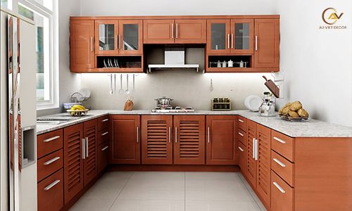 thiết kế thi công tủ bếp gỗ tự nhiên -1