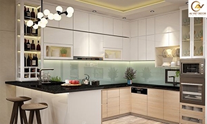 Tủ bếp Melamine chữ U