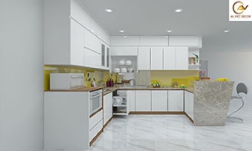 Tủ bếp Melamine đẹp hiện đại