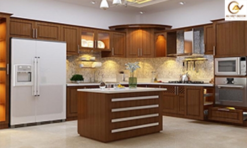 Tủ bếp gỗ tự nhiên đẹp hiện đại