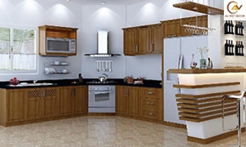 Tủ bếp gỗ tự nhiên đẹp hiện đại
