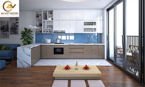Tủ bếp Melamine đẹp cho nhà phố