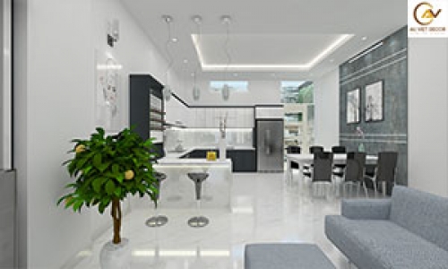 Tủ bếp Melamine đẹp cho nhà phố